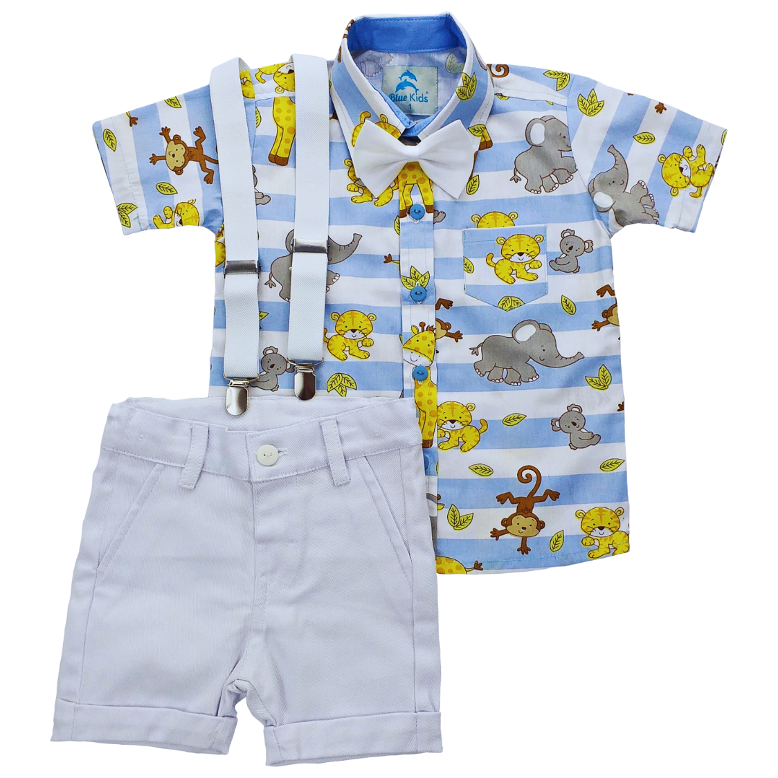 roupa social infantil masculina arca de noe com bermuda social branca